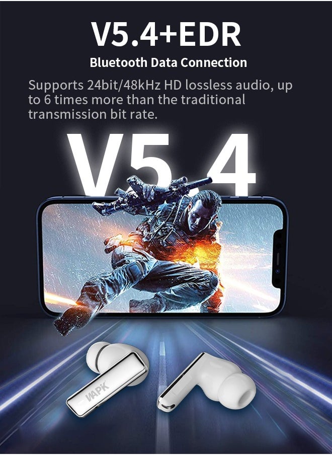 WAPIK - Korean Brand RS2 True Wireless Earpods, 6 Mics Hybrid ANC with AI Wind Noise Reduction, -42dB Noise Cancelling, Transparency Mode, Normal Mode, ANC Mode, 30-Hour Battery Life, Bluetooth 5.4, IPX5 Waterproof, Powerful Bass, Light Blue - Image 1
