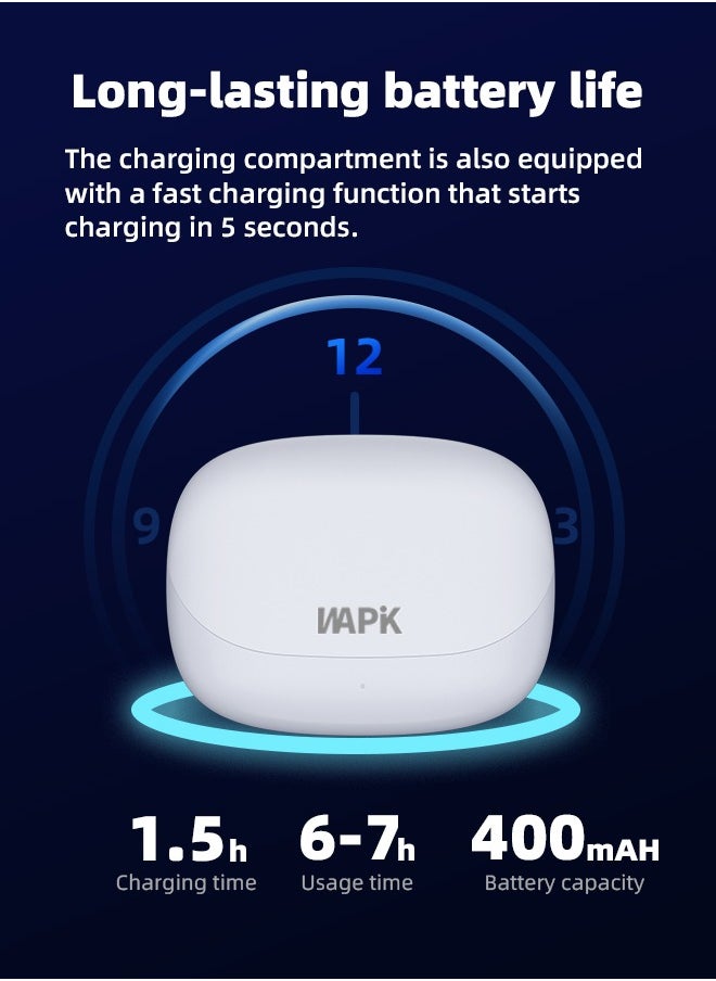 WAPIK - Korean Brand RS2 True Wireless Earpods, 6 Mics Hybrid ANC with AI Wind Noise Reduction, -42dB Noise Cancelling, Transparency Mode, Normal Mode, ANC Mode, 30-Hour Battery Life, Bluetooth 5.4, IPX5 Waterproof, Powerful Bass, Light Blue - Image 1