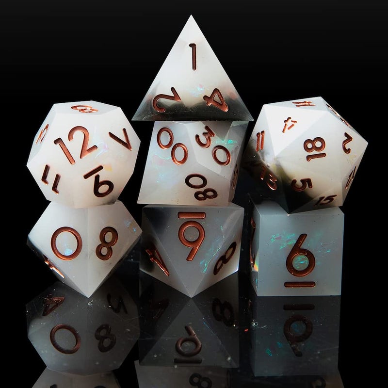 YEMEKO Sharp Edge DND Dice Set Handmade 7 Accessories Dice for Dungeons and Dragons TTRPG Games MultiSided RPG Polyhedral Resin Sharp Edge Dice Roleplaying Games - Image 3
