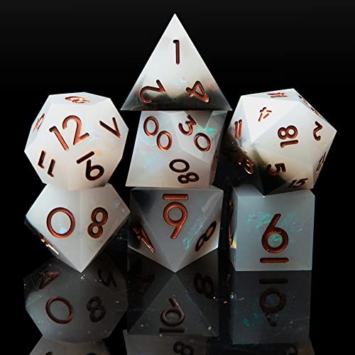 YEMEKO Sharp Edge DND Dice Set Handmade 7 Accessories Dice for Dungeons and Dragons TTRPG Games MultiSided RPG Polyhedral Resin Sharp Edge Dice Roleplaying Games - Image 1