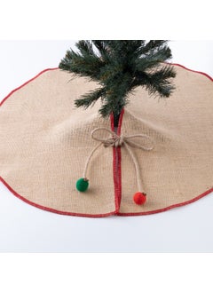 Bimotif Jute Christmas Pine Tree Cover with Overlock Edge, Red 90 cm  - Image 1