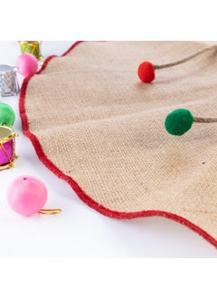 Bimotif Jute Christmas Pine Tree Cover with Overlock Edge, Red 90 cm  - Image 3