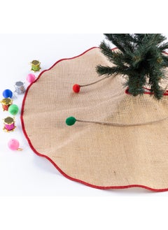 Bimotif Jute Christmas Pine Tree Cover with Overlock Edge, Red 90 cm  - Image 2