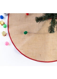 Bimotif Jute Christmas Pine Tree Cover with Overlock Edge, Red 90 cm  - Image 5