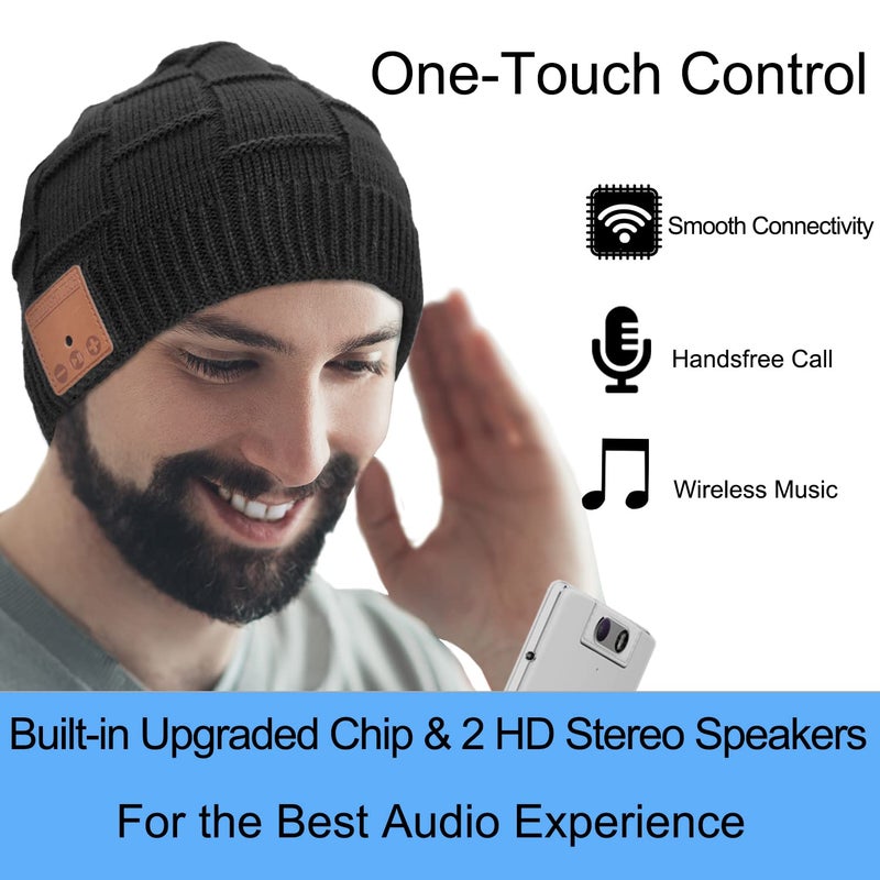 FULLLIGHT TECH Bluetooth Beanie Hat Headphones Unique Tech Gifts Stocking Stuffer Black - Image 4