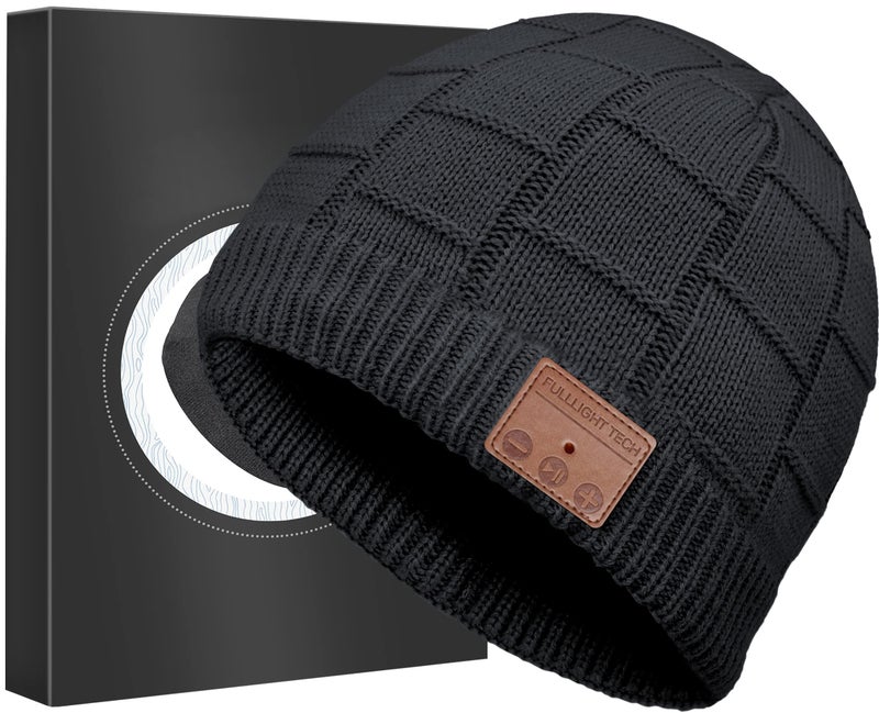 FULLLIGHT TECH Bluetooth Beanie Hat Headphones Unique Tech Gifts Stocking Stuffer Black - Image 1