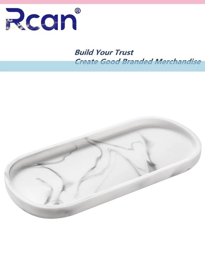 ركان منظم حمام، صينية بيضاوية لتخزين أدوات الحمام والمطبخ وخزانة الملابس وحامل صينية الزينة، منظم مستحضرات التجميل للشموع والعطور والصابون والشامبو وديكور المنزل - Image 1