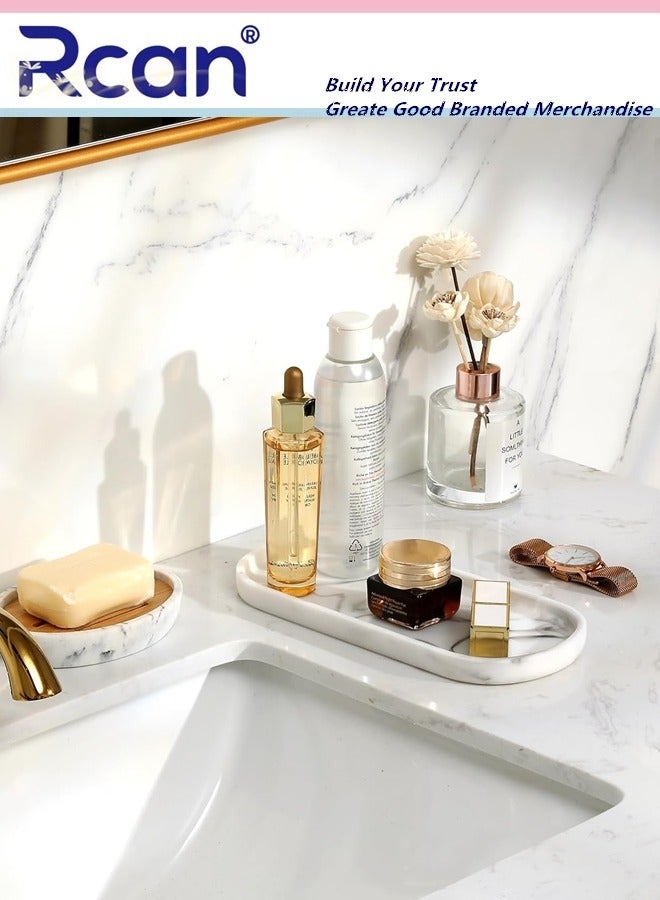 ركان منظم حمام، صينية بيضاوية لتخزين أدوات الحمام والمطبخ وخزانة الملابس وحامل صينية الزينة، منظم مستحضرات التجميل للشموع والعطور والصابون والشامبو وديكور المنزل - Image 2