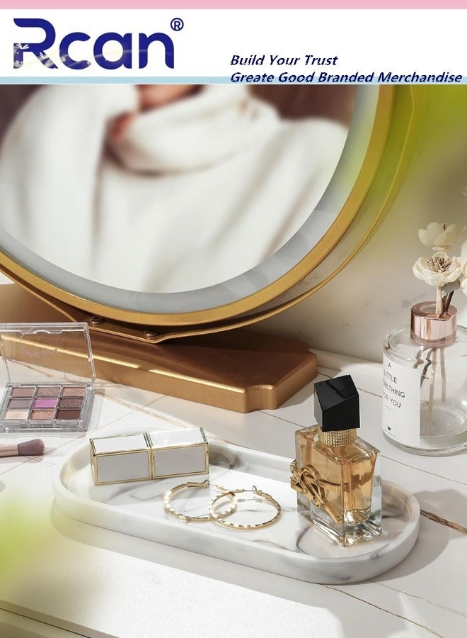 ركان منظم حمام، صينية بيضاوية لتخزين أدوات الحمام والمطبخ وخزانة الملابس وحامل صينية الزينة، منظم مستحضرات التجميل للشموع والعطور والصابون والشامبو وديكور المنزل - Image 4