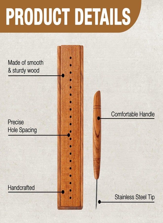 Savina Wooden Bookbinding Cradle with Awl - Handcrafted Hardwood Punching Tool, Smooth Finish Piercing Cradle for Signatures, Journals & DIY Bookbinding Crafts - Image 3