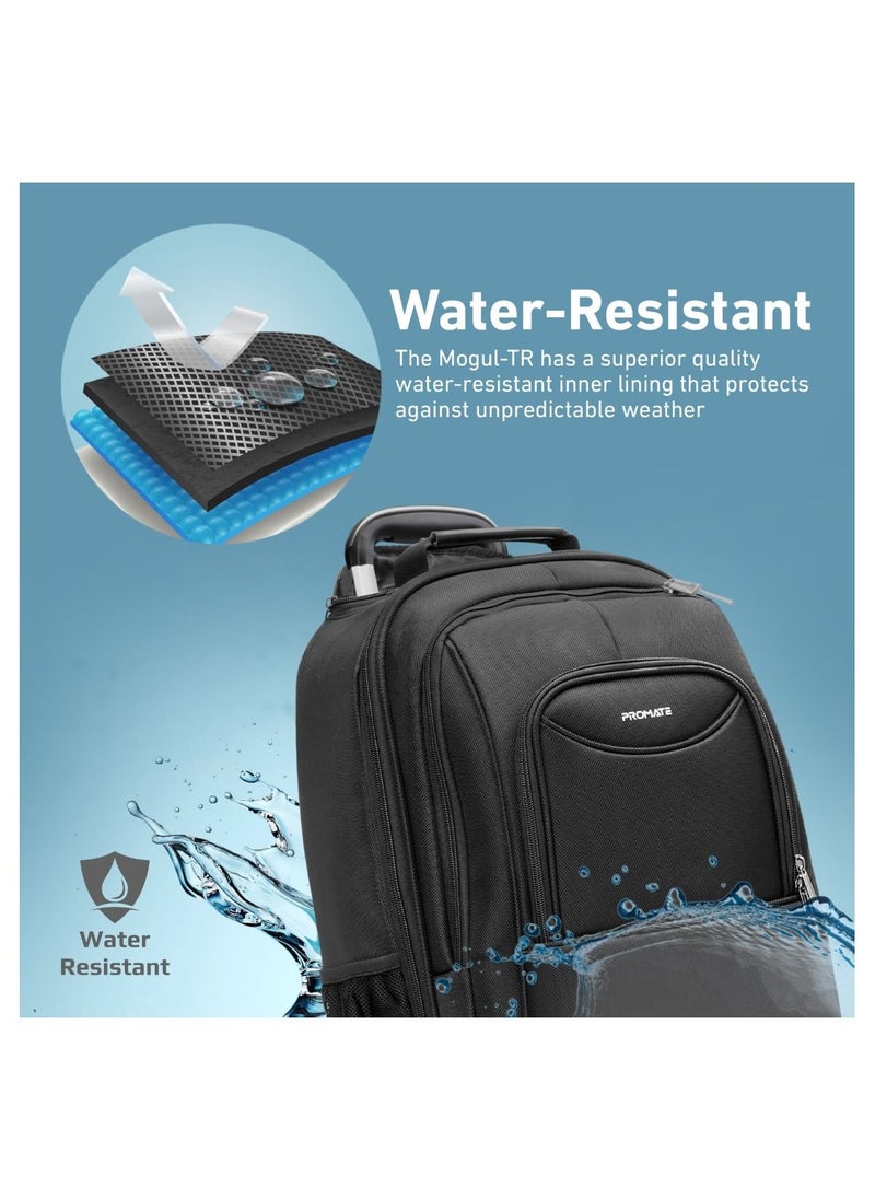 PROMATE - Trolley Bag, Premium 2-in-1 Trolley Bag and Backpack with Secure Zippers, Side Pockets, Adjustable Straps, Water Resistance and In-Line Wheels for 16” Laptops, - Image 1