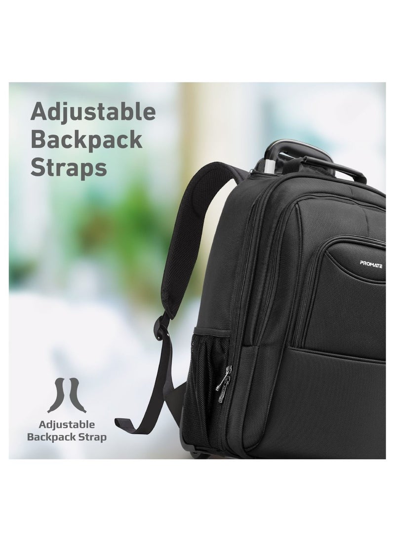 PROMATE - Trolley Bag, Premium 2-in-1 Trolley Bag and Backpack with Secure Zippers, Side Pockets, Adjustable Straps, Water Resistance and In-Line Wheels for 16” Laptops, - Image 1