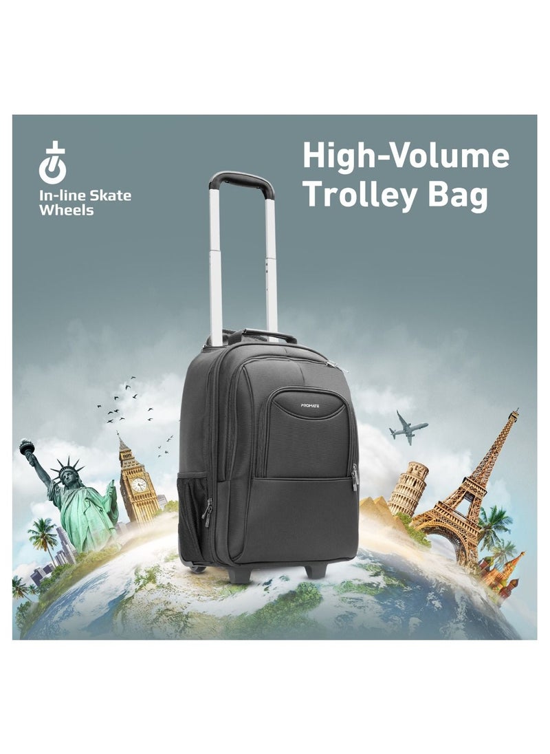 PROMATE - Trolley Bag, Premium 2-in-1 Trolley Bag and Backpack with Secure Zippers, Side Pockets, Adjustable Straps, Water Resistance and In-Line Wheels for 16” Laptops, - Image 1