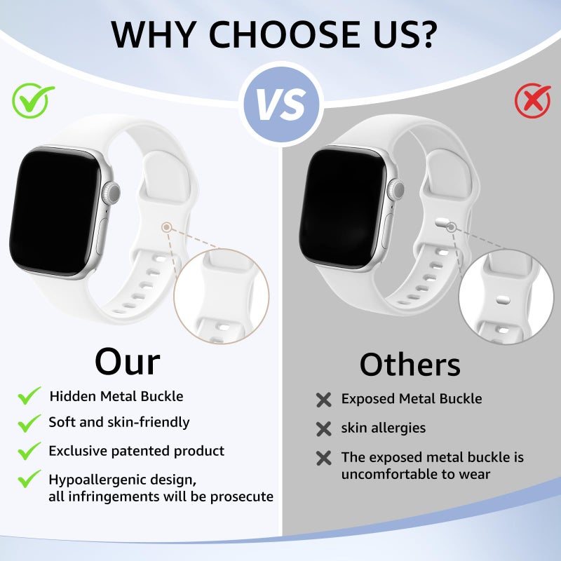 AMSKY 6 Pack Sport Bands Compatible with Apple Watch Band 38mm 40mm 41mm 42mm 44mm 45mm 49mm 46mm,Silicone Waterproof Strap for iWatch Apple Watch Series 11 10 9 Ultra 8 7 6 5 4 3 2 1 SE Women Men - Image 4