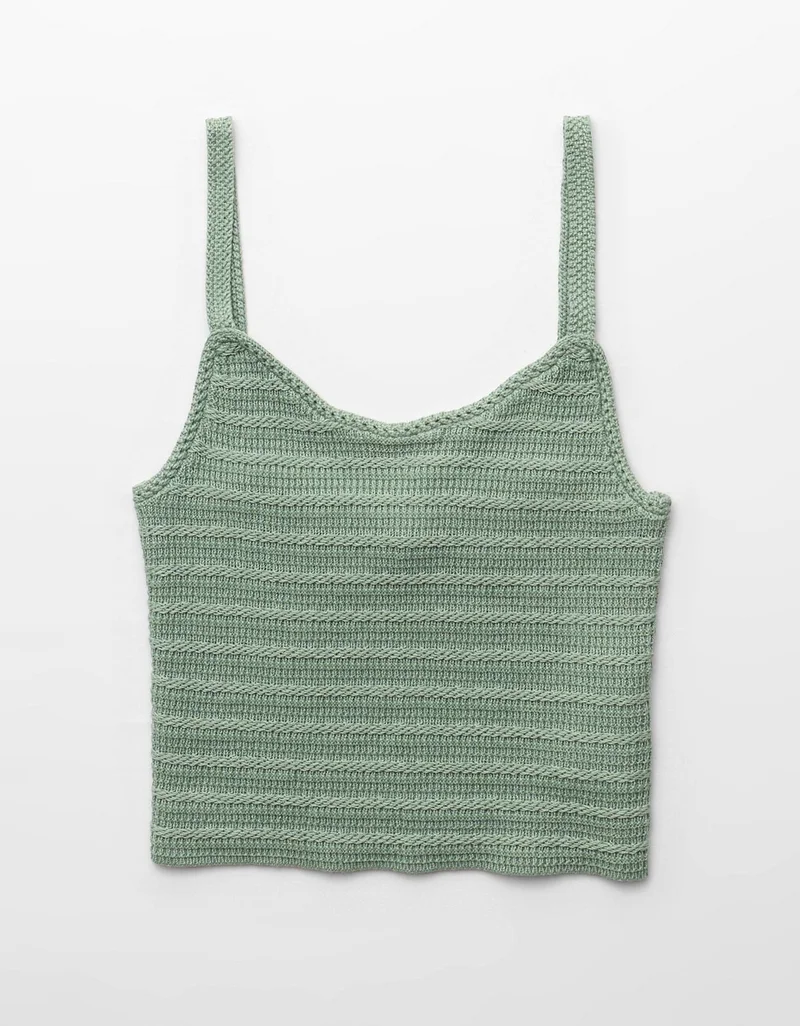 American Eagle  AE Cropped Crochet Knit Tank Top for Women | Best Price UAE