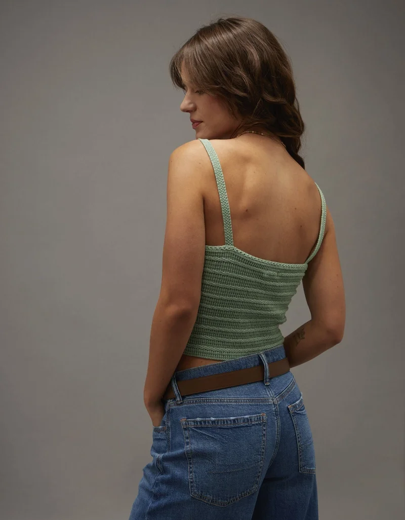 American Eagle  AE Cropped Crochet Knit Tank Top for Women | Best Price UAE