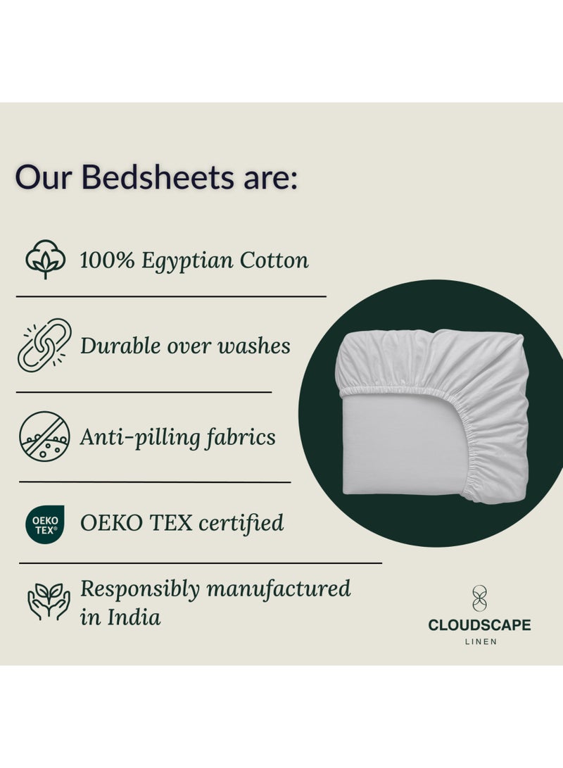 كلاود سكيب لينين Cloud Scape Linen 600 Thread Count Egyptian Cotton Fitted Sheet ( King, Silver) - Image 4