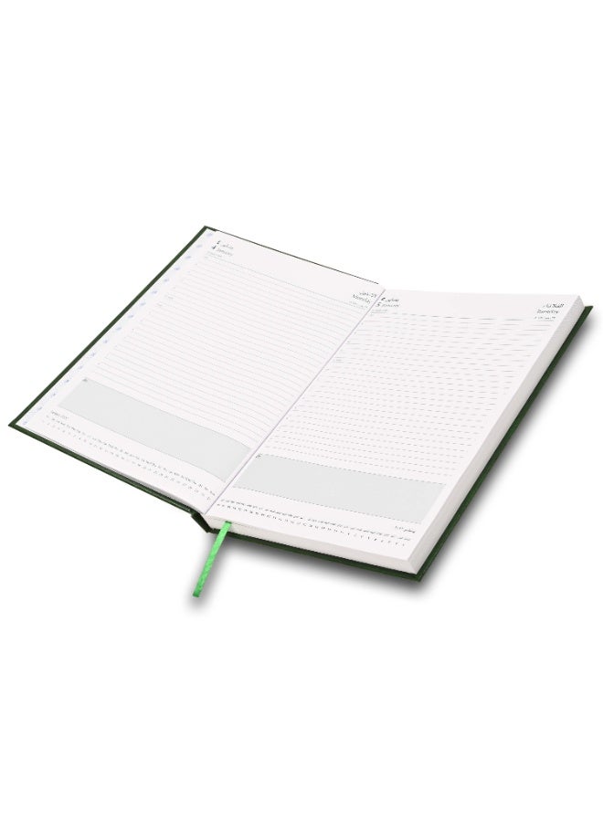 FIS 2027 A4 Diary, 210x297mm Size, Hard Cover Vinyl, 1 Day a Page Format, 60gsm White Paper, English/Arabic,Green  Cover-FSDI41AE27GR - Image 4