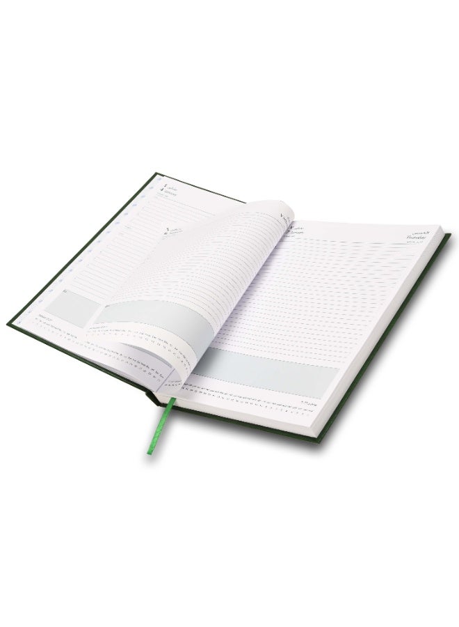 FIS 2027 A4 Diary, 210x297mm Size, Hard Cover Vinyl, 1 Day a Page Format, 60gsm White Paper, English/Arabic,Green  Cover-FSDI41AE27GR - Image 2