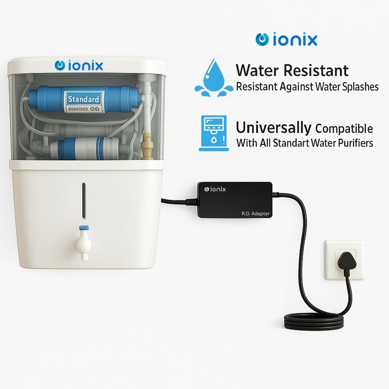 IONIX SMPS 24V 2.5A Power Supply Adapter for RO Water Purifier | 2 Years Warranty | Compatible with 75/100 GPD RO Pumps | Universal Input 110-280V | Short Circuit Protection | High Efficiency - Image 2