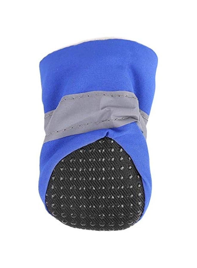 4Pcs/Set No Slip Pet Dog Shoes Boots with Soft Cotton Water-Proof Dog Socks Soft Cotton Padded Pets Protector for Indoor and Outdoor(4-Blue) - Image 4