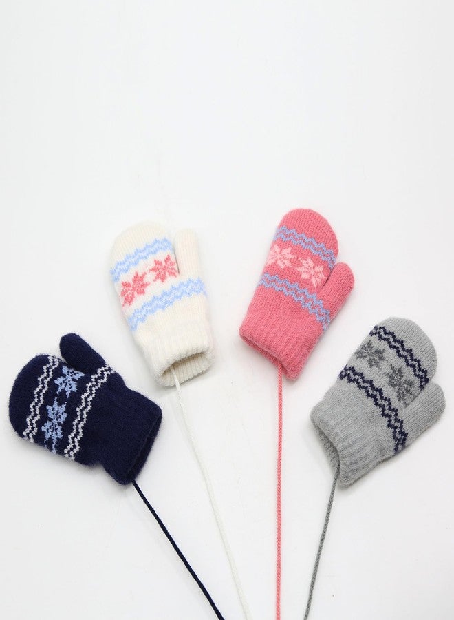 FGSS Baby Kids Warm Knit Gloves Toddler Soft Stretch Mittens Cute Snowflake Thick Mittens Winter for Boy Girl Cold Weather - Image 2