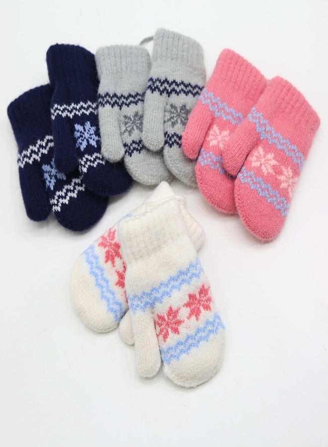 FGSS Baby Kids Warm Knit Gloves Toddler Soft Stretch Mittens Cute Snowflake Thick Mittens Winter for Boy Girl Cold Weather - Image 5