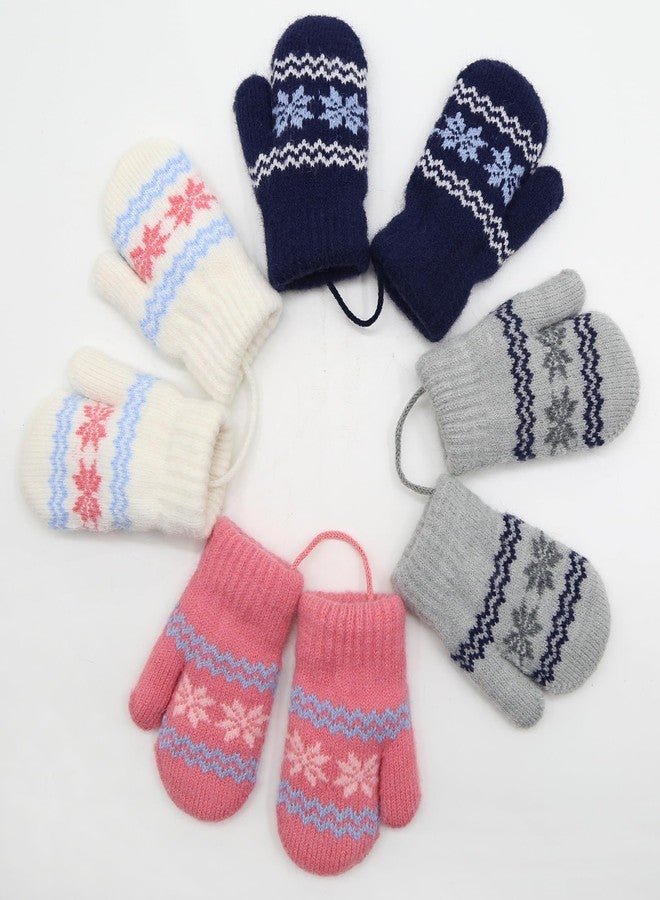 FGSS Baby Kids Warm Knit Gloves Toddler Soft Stretch Mittens Cute Snowflake Thick Mittens Winter for Boy Girl Cold Weather - Image 3