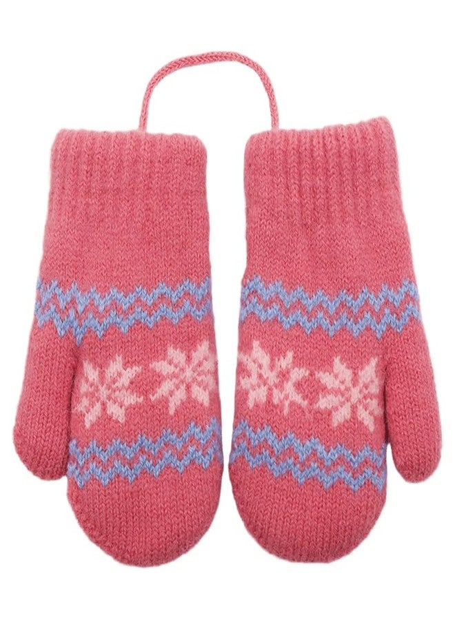 FGSS Baby Kids Warm Knit Gloves Toddler Soft Stretch Mittens Cute Snowflake Thick Mittens Winter for Boy Girl Cold Weather - Image 1