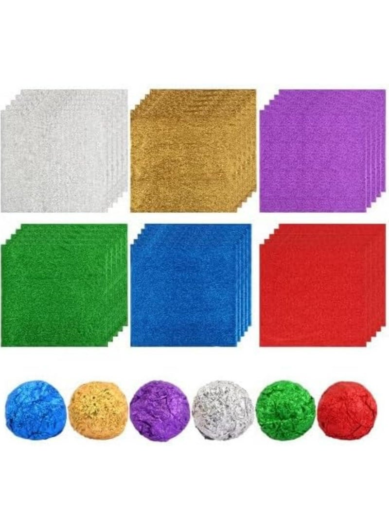 أوزيغالور 600 قطعة أغلفة رقائق ألومنيوم، 10x10 سم، 6 ألوان لحفلات DIY، أعياد الميلاد، وزفاف - Image 1