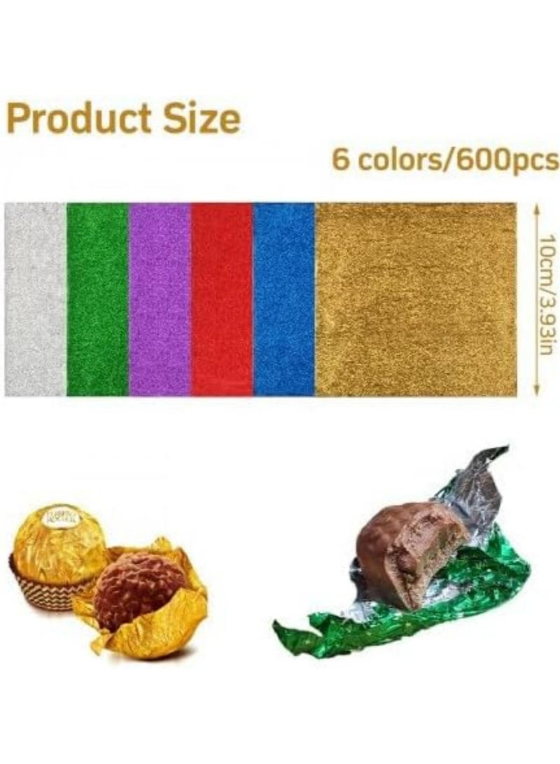 أوزيغالور 600 قطعة أغلفة رقائق ألومنيوم، 10x10 سم، 6 ألوان لحفلات DIY، أعياد الميلاد، وزفاف - Image 2