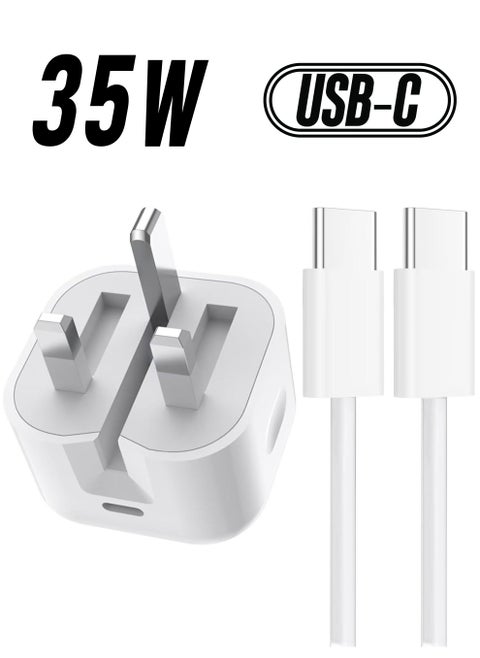 iPhone 16/15 Pro Max Charger With USB C Port 35 Watt with 1M iPhone Fast Charging Cord Type C to C for iPhone 16/15 Pro max/15 Pro/15 plus/15, Samsung S24 and all USB C mobiles / Tabs