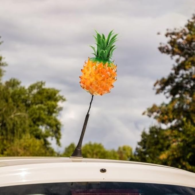 rayihni Antenna Topper Pineapple Ornaments, Funny Car Decoration Accessories, Cartoon Pineapple Antenna Ball Auto Mirror Dangler for Auto Roof Vehicles Exterior Decoration - Image 3