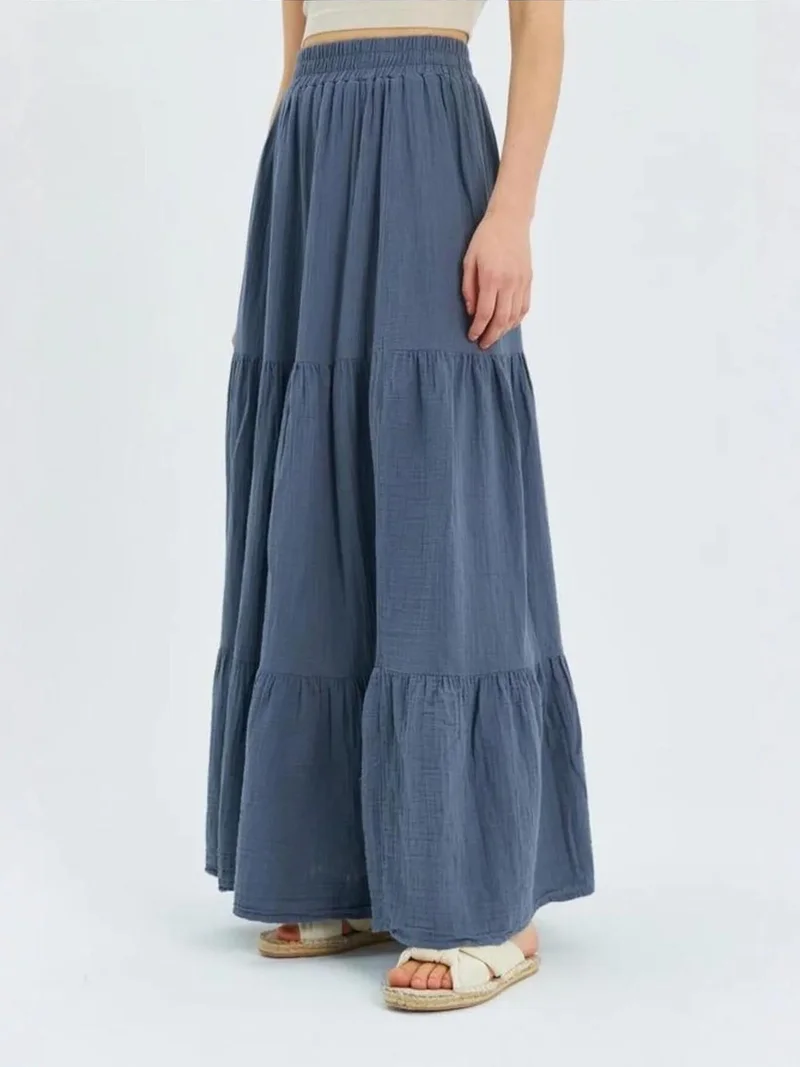 Mixray Dark Grey Mixray Maxi Cotton Skirt for Women | Best Price UAE