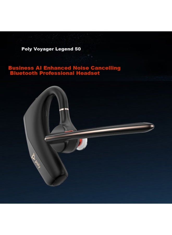 Poly Hp Legend 50Ai Intelligent Noise Cancelling Business Bluetooth Earphone With Ear Hook, Sweatproof And Waterproof, Long Battery Life, Compatible With Apple, Huawei, Xiaomi, Eligible For National S - Image 2