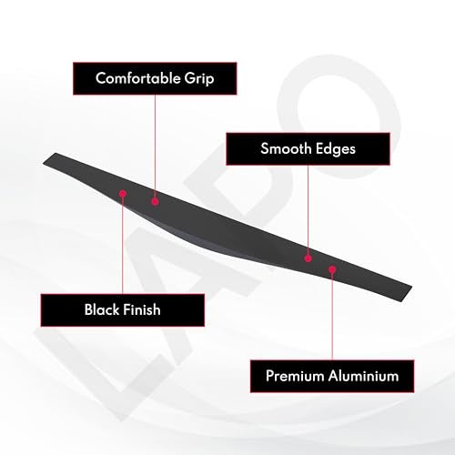 LAPO Elite 18 Inch Aluminum Kitchen Profile Handles, Cabinet Profile Handle, Drawer Handle for Kitchen, Profile Handles for Wardrobe, Profile Pull Handle for Home, Hotel, Office(Black Finish) - Image 4