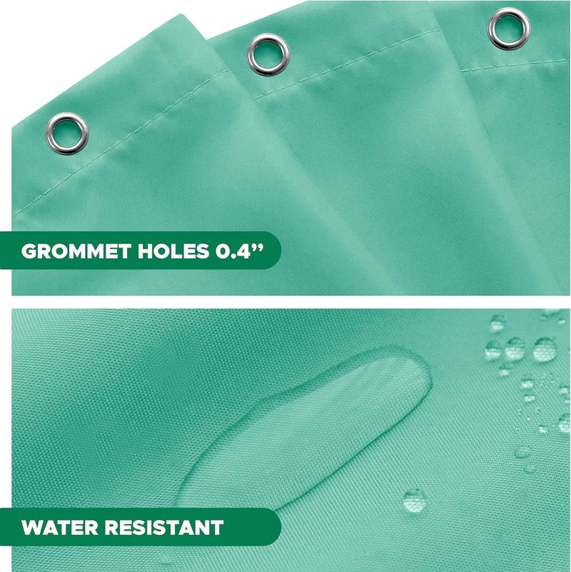 Biscaynebay Quality Fabric Shower Curtain Liners 72 Inch by 72 Inch, Teal Water Resistant Bathroom Curtains Rust Resistant Grommets & Weighted Bottom Hem Machine Washable - Image 3