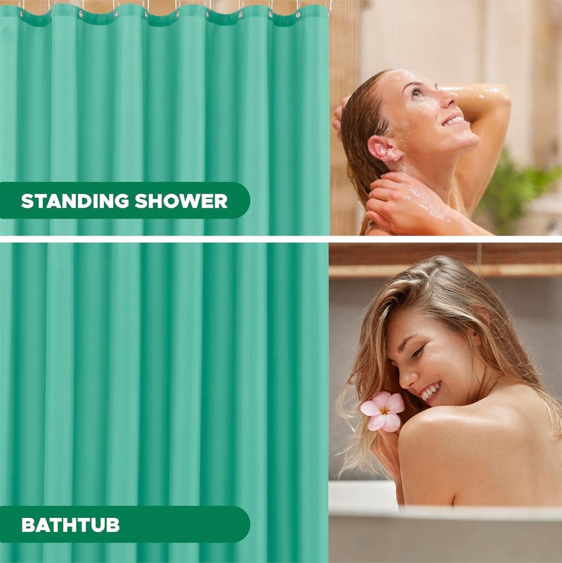 Biscaynebay Quality Fabric Shower Curtain Liners 72 Inch by 72 Inch, Teal Water Resistant Bathroom Curtains Rust Resistant Grommets & Weighted Bottom Hem Machine Washable - Image 4