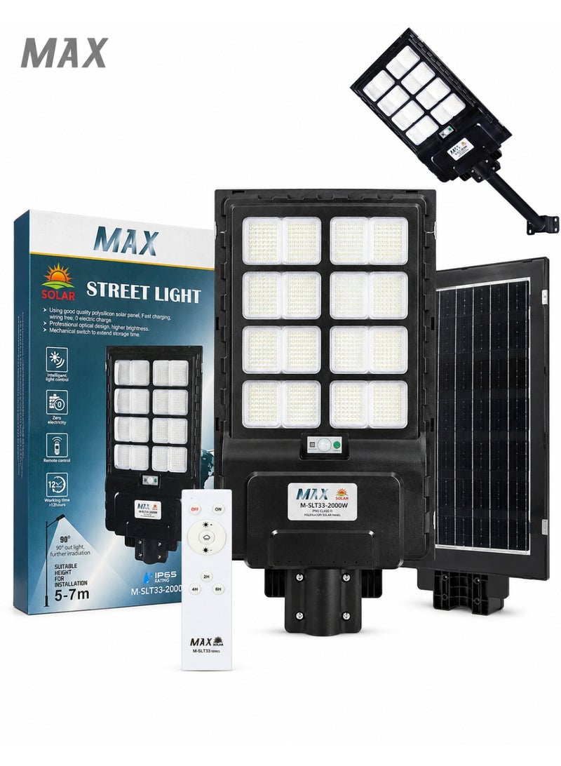 MODI Solar LED Street Light 665×372mm Bright White | SMD LED Outdoor Light with Remote & Sensor Control | IP65 Waterproof Solar Security Lamp for Street, Yard, Garden, Parking | 25W Solar Panel & 12H Dusk-to-Dawn Lighting - Image 1