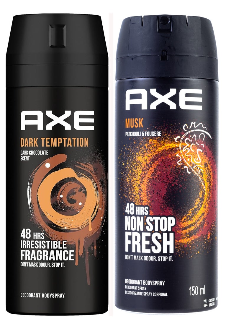 Axe Set Of Mix Axe Musk Spray Deodorant 150 ml and Dark Temptation  - Image 1
