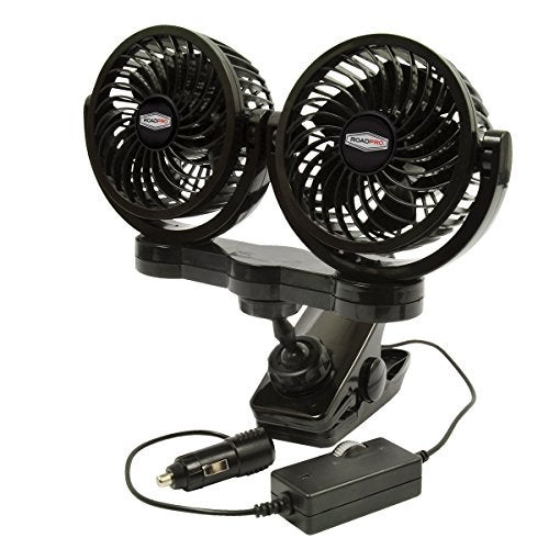 RoadPro مروحة مزدوجة 12 فولت من رود برو RPSC8572 مع مشبك تثبيت، أسود، 10X7X12 - Image 4