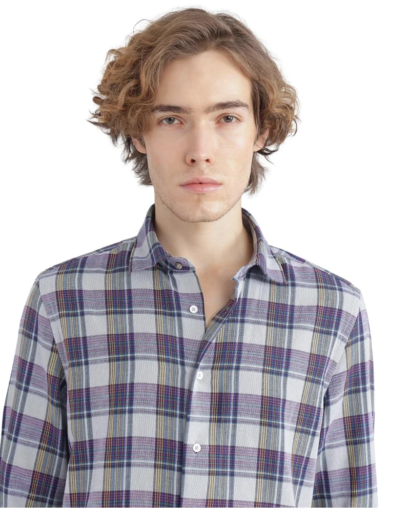 Rare Rabbit Men's Cotton Check Shirt With Graphic Back Print