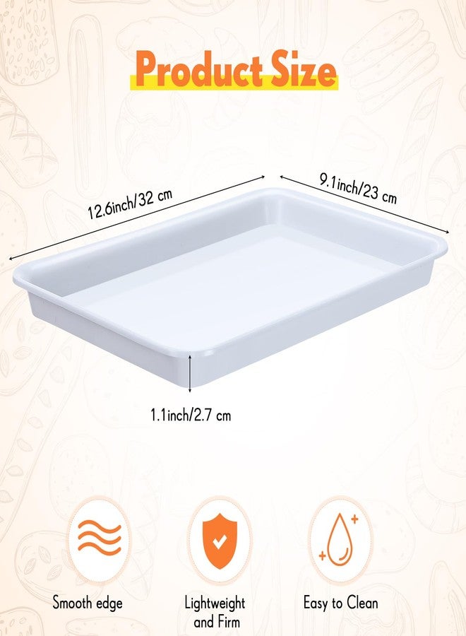Ziliny 30 Pcs White Serving Tray, 12.6" x 9.1" x 1" Platters for Serving Food Plastic Reusable Food Tray, Party Trays Movie Night Snack Platters for Kitchen Cafeteria Veggie Fruit Cookies Desserts - Image 2