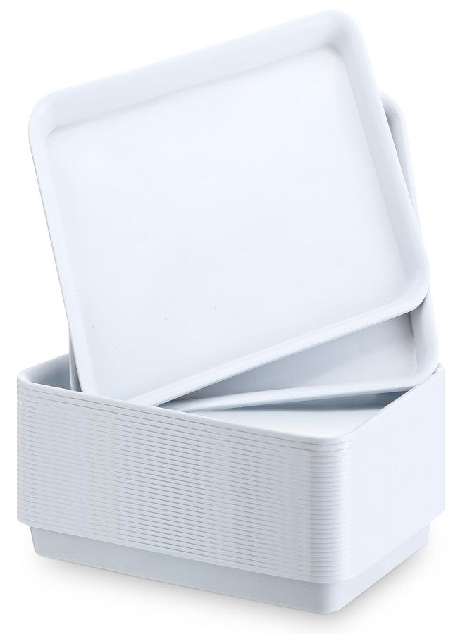 Ziliny 30 Pcs White Serving Tray, 12.6" x 9.1" x 1" Platters for Serving Food Plastic Reusable Food Tray, Party Trays Movie Night Snack Platters for Kitchen Cafeteria Veggie Fruit Cookies Desserts - Image 1