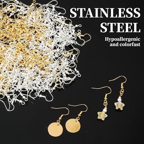 Tdas 100 Piece Earring Hooks and 100 Piece Open Jump Rings Jewellery Making kit Back Connects for DIY Jewelry Making Chain Necklace Bracelet findings Fasteners Art & Craft (Golden) - Image 5