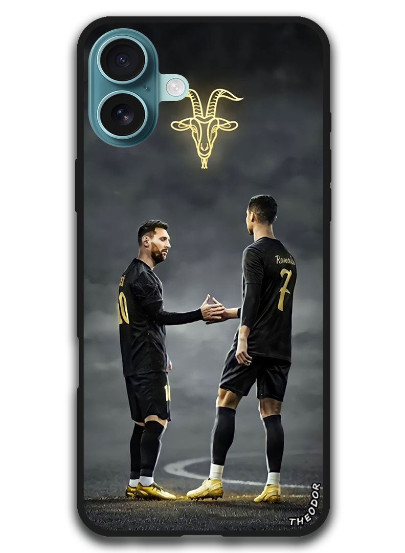 Theodor Protective Case Anti Scratch Shock Proof Bumper Cover For iPhone 16 Plus (6.7)-inch Messi Ronaldo Goat - Image 1
