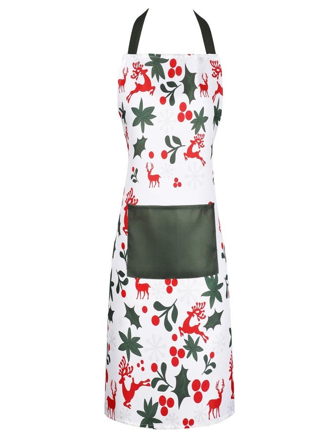 TRIWORKS Christmas Apron with Pocket Women Kitchen Apron for Cooking Baking Xmas Aprons Holiday Aprons with Adjustable Ties - Image 1
