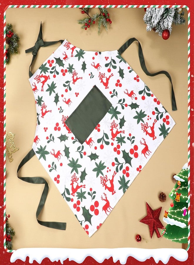 TRIWORKS Christmas Apron with Pocket Women Kitchen Apron for Cooking Baking Xmas Aprons Holiday Aprons with Adjustable Ties - Image 3