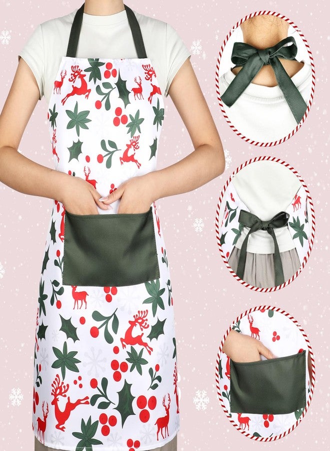 TRIWORKS Christmas Apron with Pocket Women Kitchen Apron for Cooking Baking Xmas Aprons Holiday Aprons with Adjustable Ties - Image 5