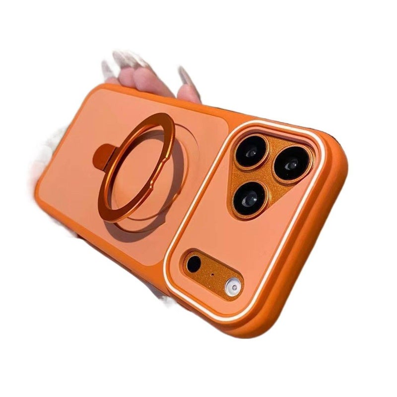 غطاء واقي بAcrylic لـ iPhone 13 مع حماية من السقوط وحامل قائم مع مقاوم للصدمات مع مغناطيس قوي مع ملمس ناعم باللون برتقالي مغناطيسي بوظيفة حامل من الأكريليك - Veloris - Image 1